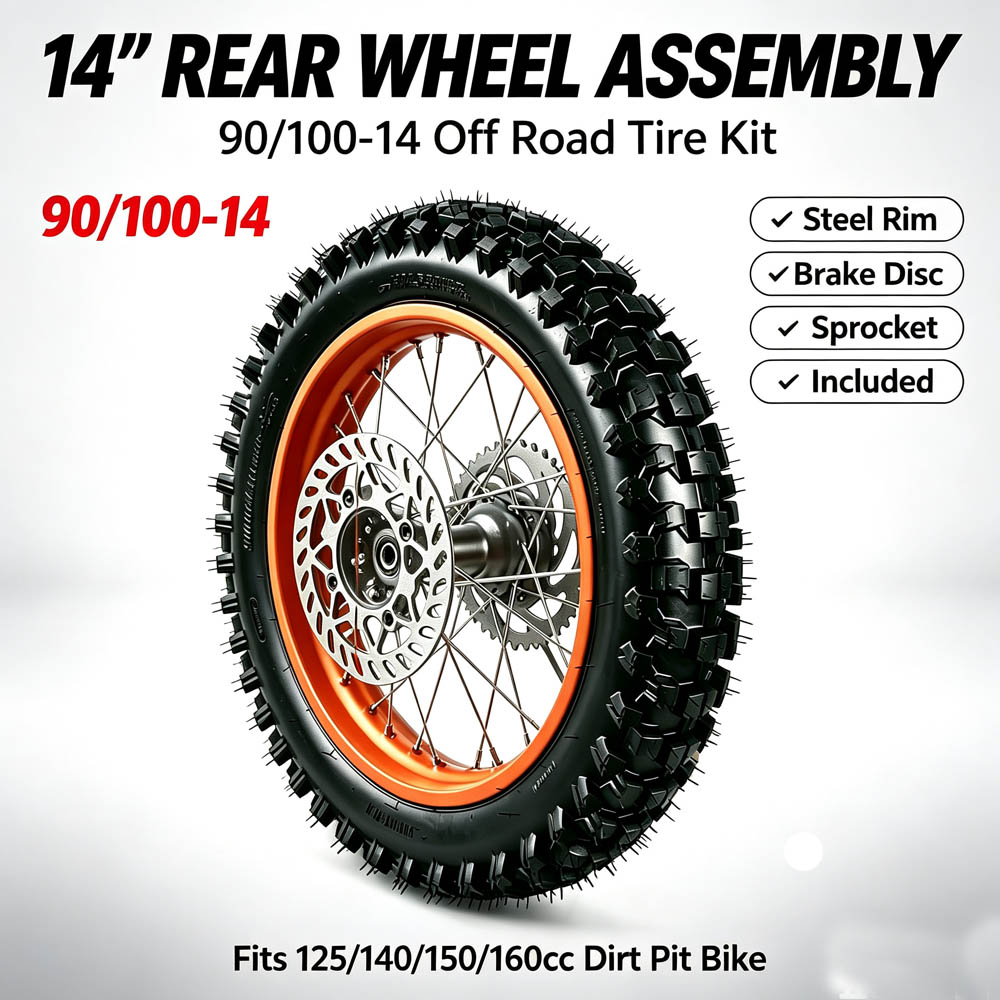 Road Bike Tire - Ensemble de roue arrière 14 pouces,