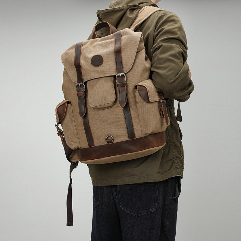 Cycling Backpack - Sac en toile rétro pour hommes,