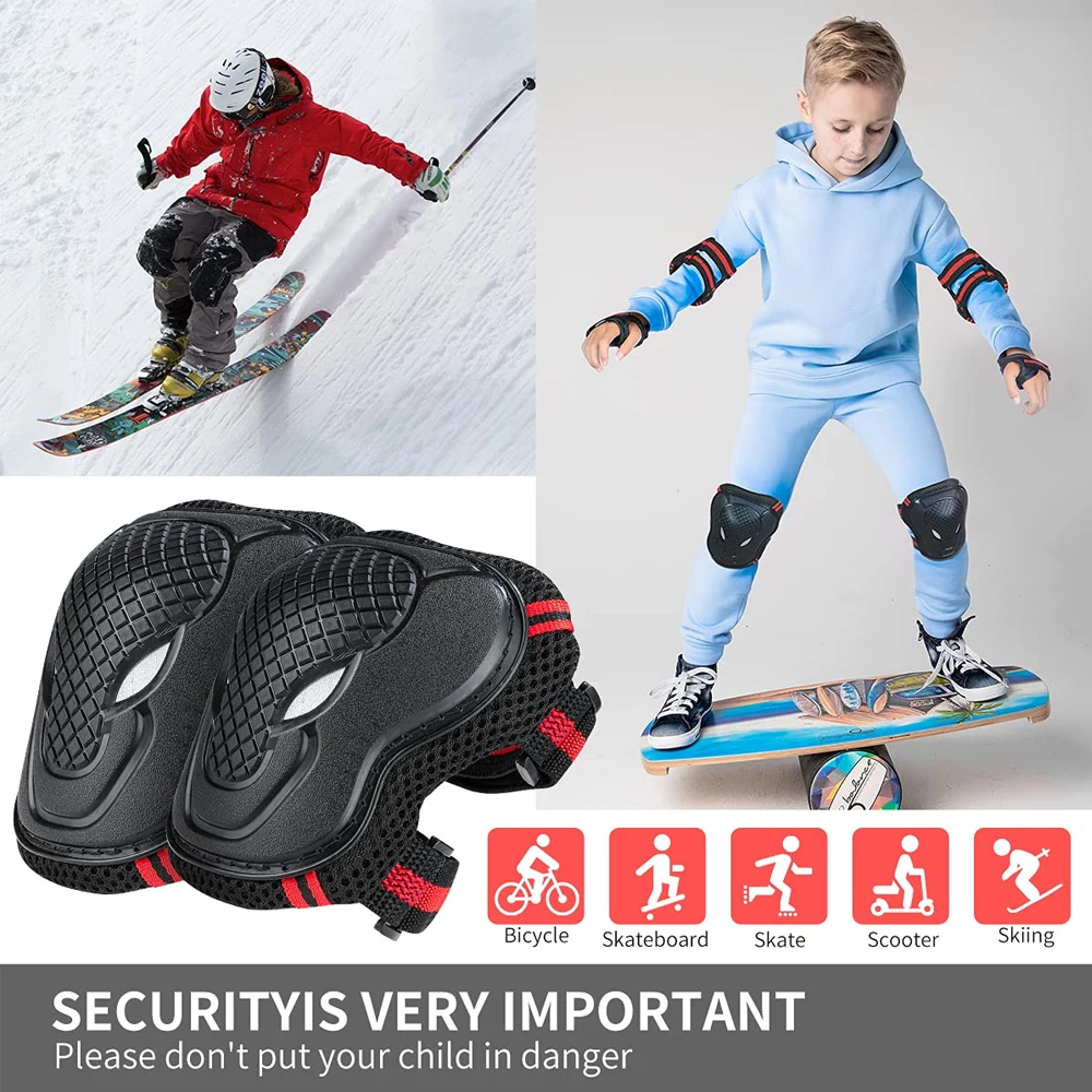 Youth Cycling Gear - Genouillères pour jeunes/enfants, coudières, protège-poignets, ensemble